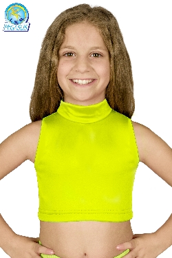 TOP LYCRA SCOLLO AMERICANO VERDE MELA DANZA BAMBINA